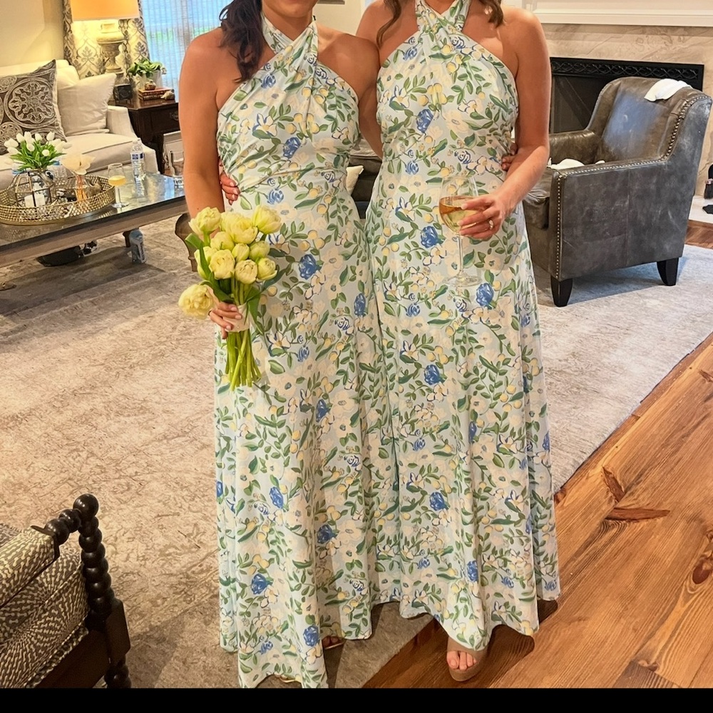Elegant Floral Maxi Dress with Halter Neck